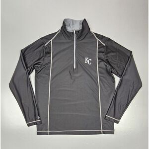 Antigua Kansas City Royals Pullover Mens Med. Qt.‎ Zip Striped Performance.